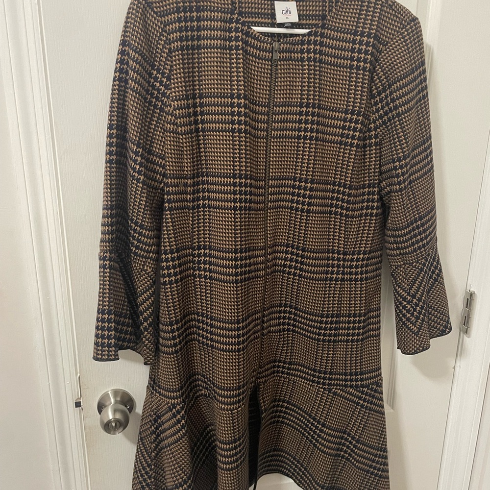 NWOT Cabi- Chic Black and Brown Houndstooth Coat Medium